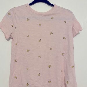 Pink banana print graphic tee